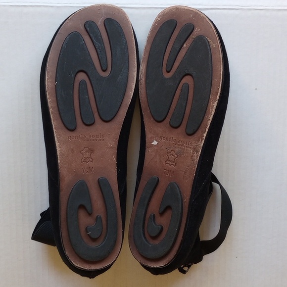 Kenneth Cole X Gentle Soles Bay Unique Leather Ballet Flats 7.5 Black Suede - Picture 9 of 11